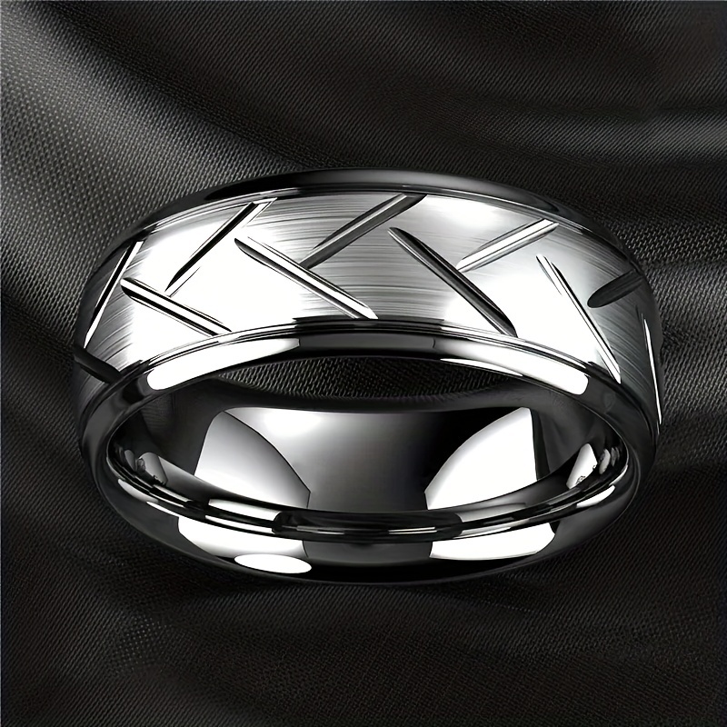 Stainless Steel Tire Pattern Silver Round Ring